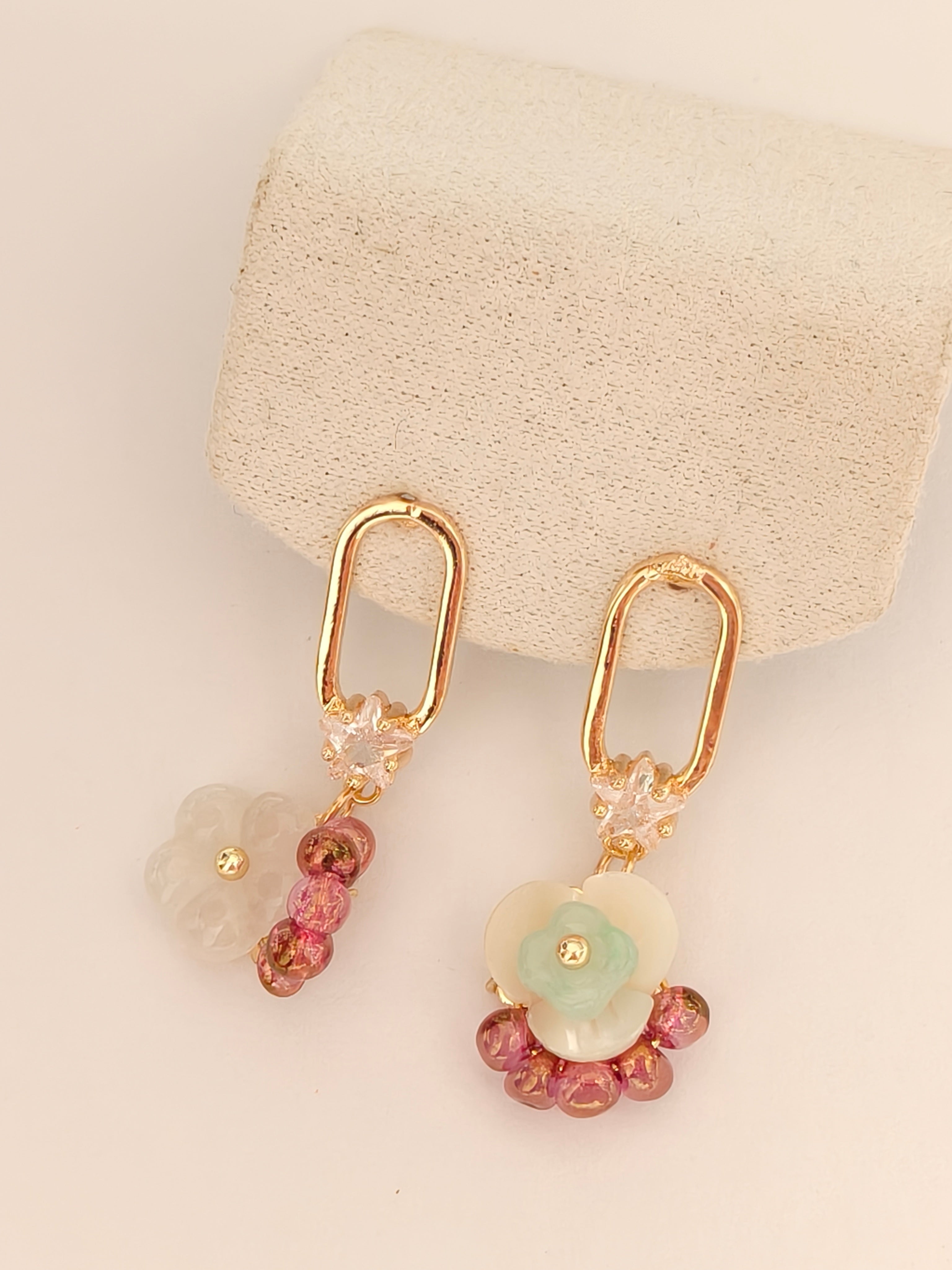 WE Monet flower jadeite earring